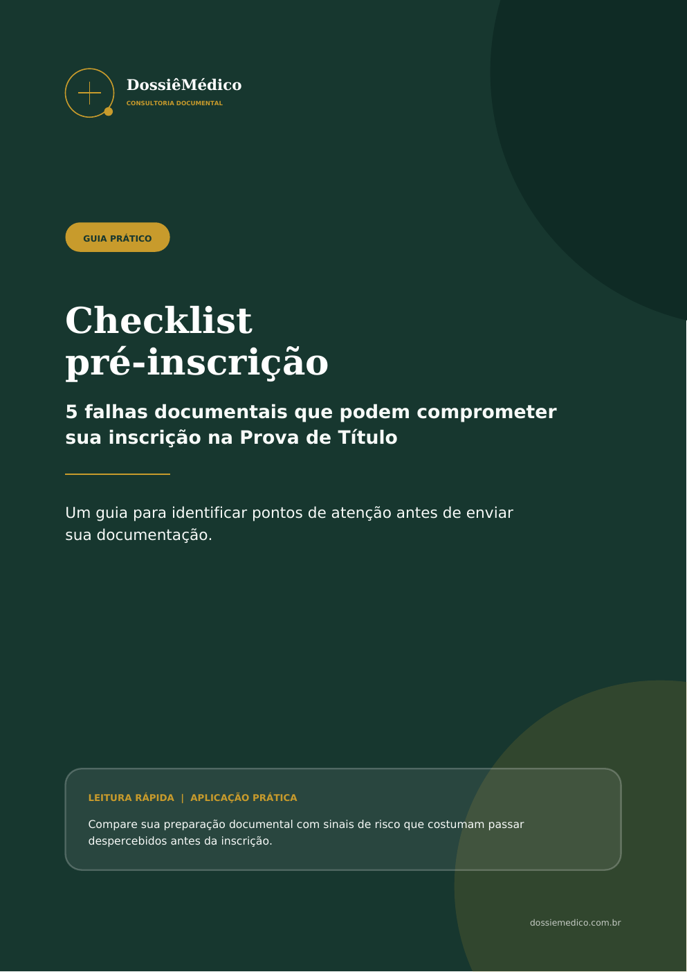 Capa do Checklist pré-inscrição da DossiêMédico